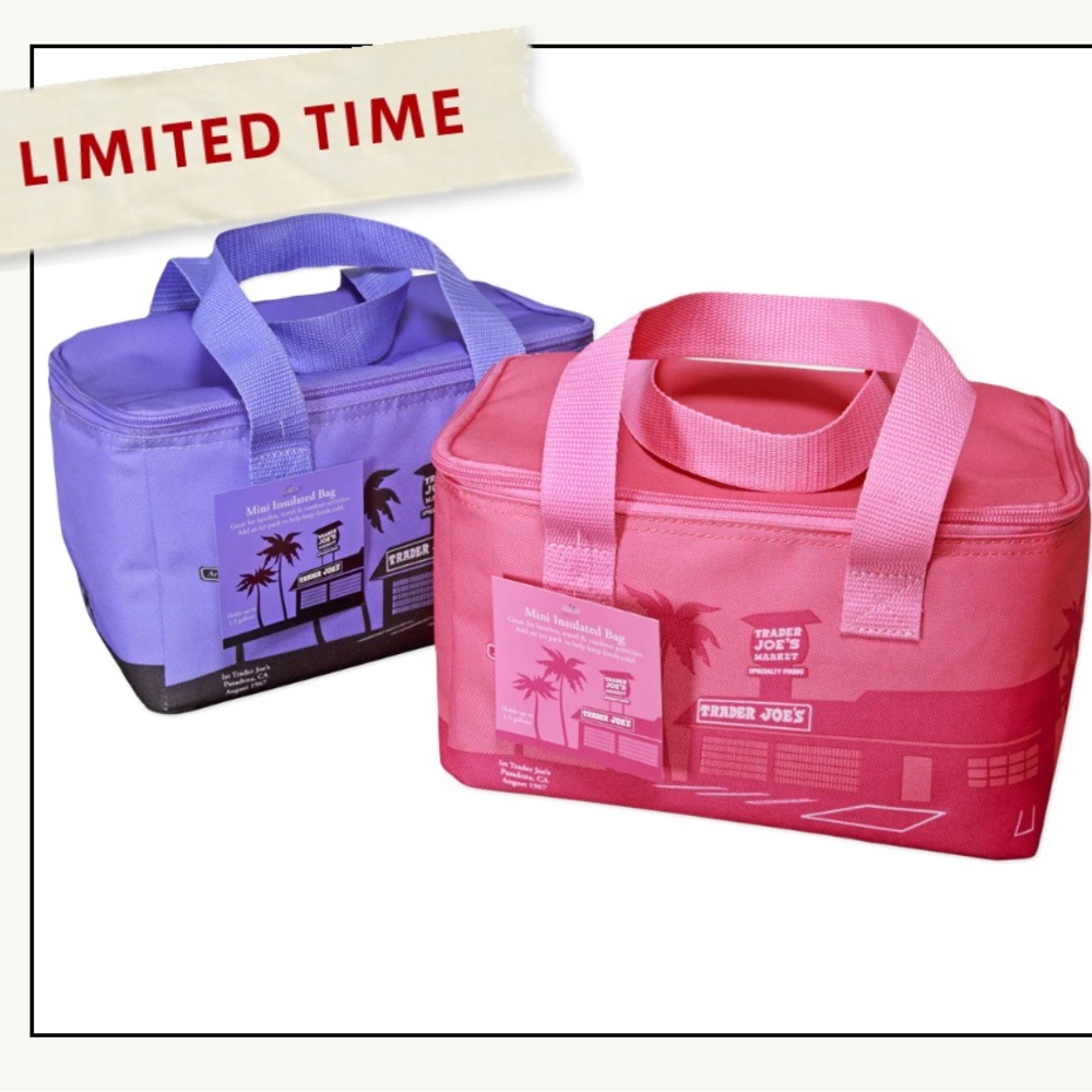 Trader Joe’s lavender purple Women's Insulated Mini Lunch Bag Tote